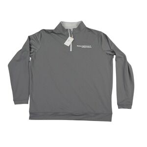 Peter Millar Perth Performance Men XL Iron Grey Corporate Logo 1/4 Zip Pullover